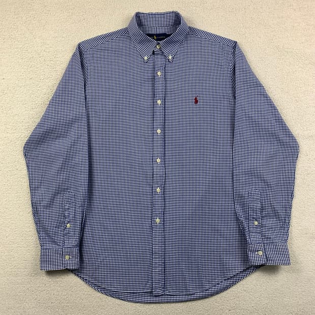 폴로 랄프로렌 포니로고 네이비 깅엄체크 셔츠 