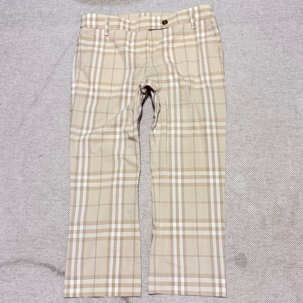 버버리(Burberry) 베이지 노바 체크 패턴 코튼 팬츠