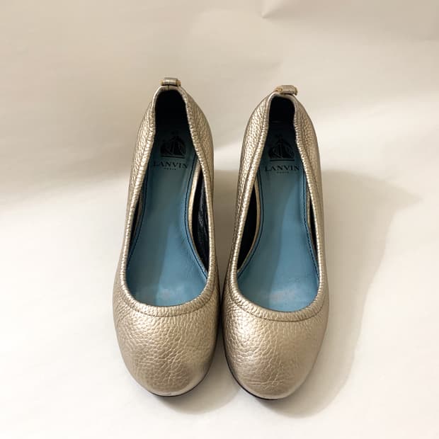 [EU37] 랑방 LANVIN Paris 실버 펌프스