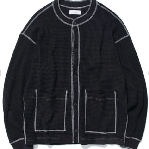 Marka 블랙 와플 가디건_2