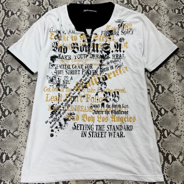 “BAD BOY” 00’s Eyelet Chain Glitter Prin