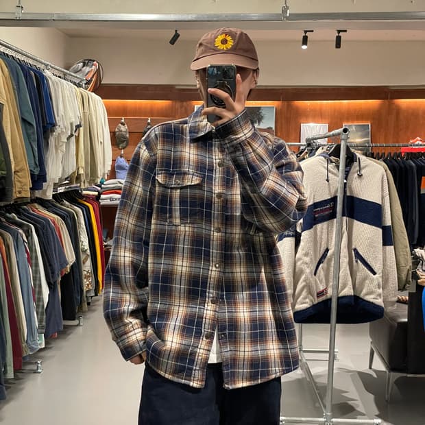 빈티지 쉐르파 체크 셔츠  