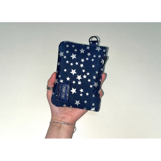 porter 포터 네이비 실버 별 무늬 지갑 파우치
