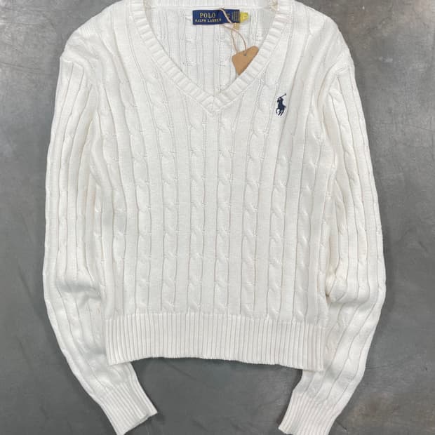 폴로 우먼즈 브이넥 니트