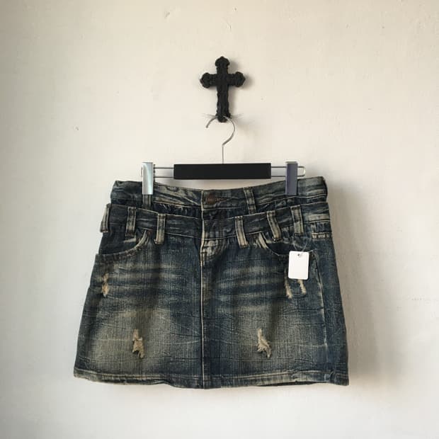 Double waist denim skirt
