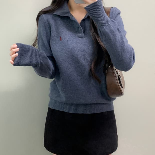 폴로 램스울 카라 니트