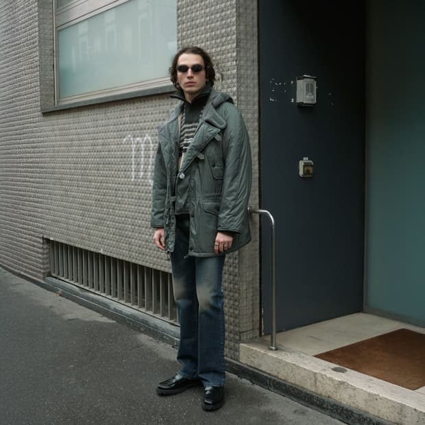 Issey Miyake MEN 퀼팅 라이너 후드 코트