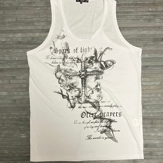 Y2K skull cross print sleeveless