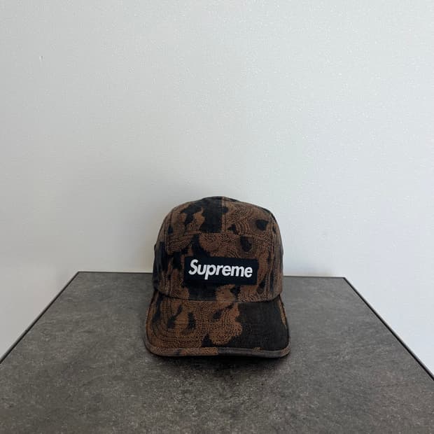 (OS) 슈프림 박스로고 캠프캡 모자 플레임 데님 브라운