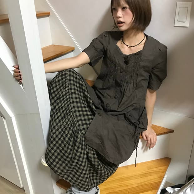 𖤐카키 브라운 모리걸 코디 Set  𖤐