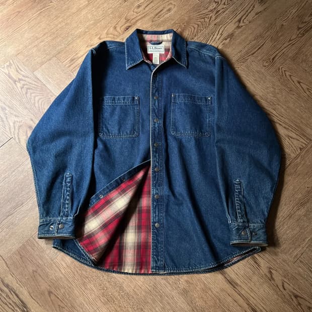 [L]엘엘빈 USA 아웃도어 체크 라이닝 데님 셔츠
