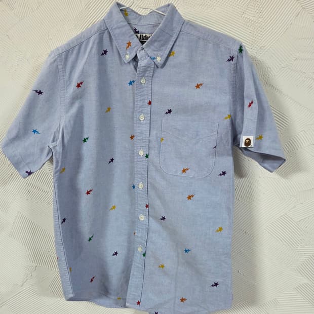국내매장판 정품A Bathing Ape 별 패턴 반팔 셔츠