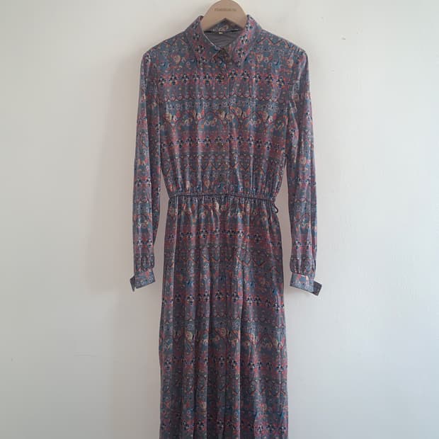 Vintage gold button shirts dress