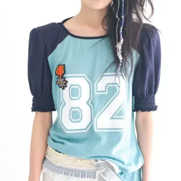 샵페어리 pad shoulder raglan half top