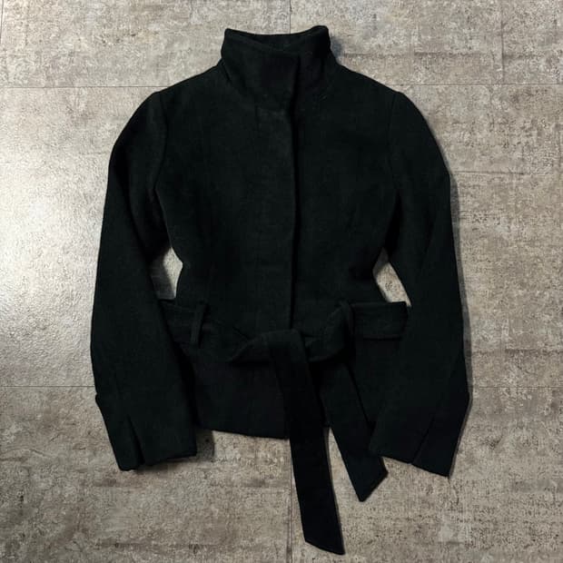 울 블렌디드 벨티드 코트