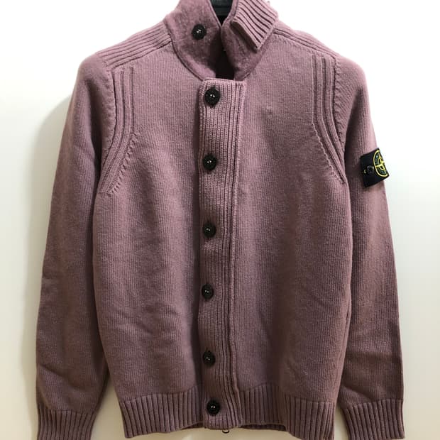 [S] 스톤아일랜드 와펜 집업 니트 가디건 핑크