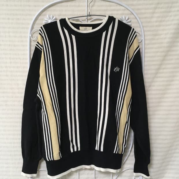 빈티지 블랙 스트라이프 니트 y2k 스트릿 갸루 펑키 일본빈티지638
