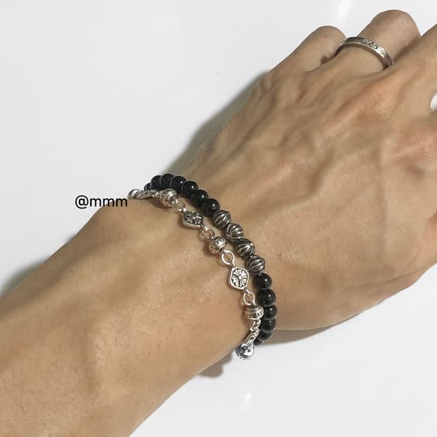 (Unisex) 크로스 크롬 체인 팔찌