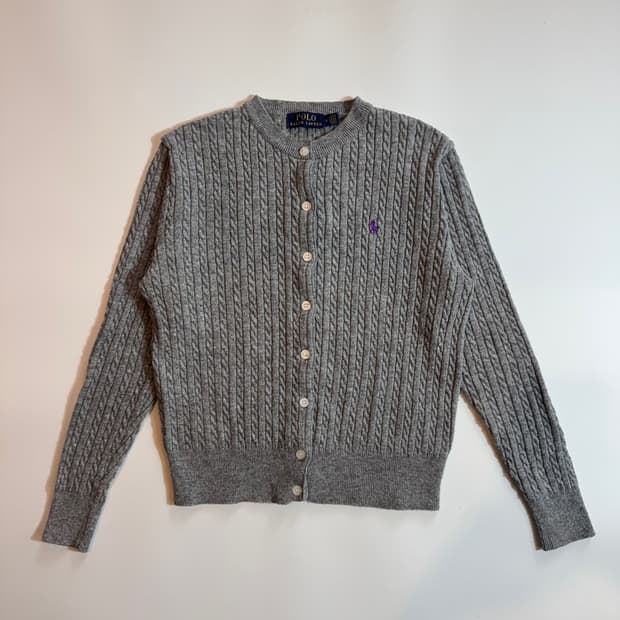 폴로 랄프로렌 그레이 케이블 니트 가디건
