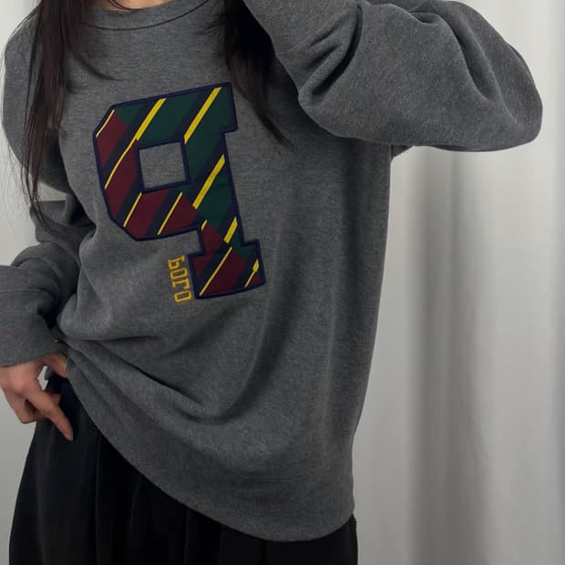 폴로 그레이 플리스 레터맨 스웻셔츠