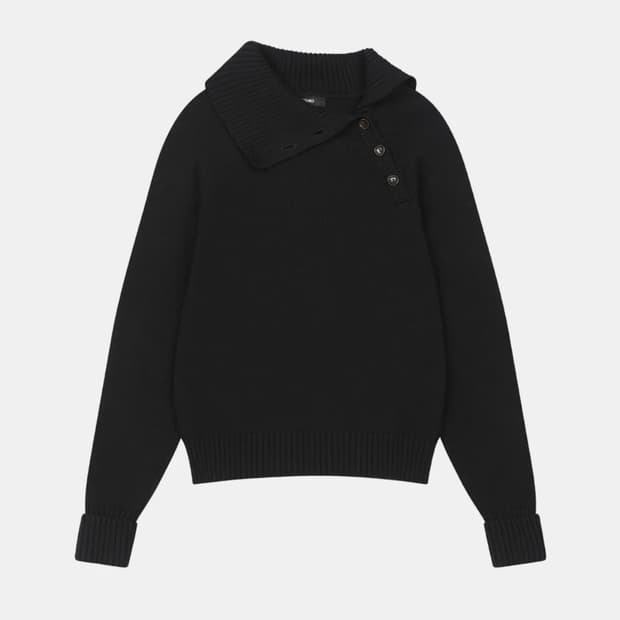 오헤시오 BUTTON COLLAR RAGLAN KNIT, NAVY