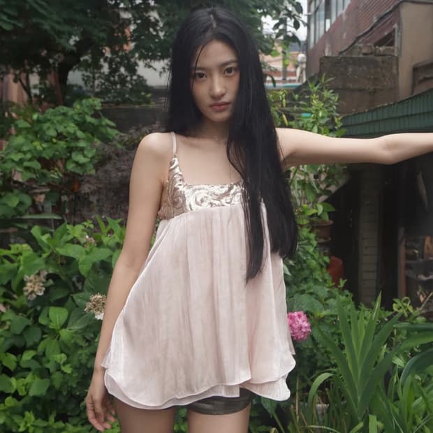뮤즈뮤지엄 시퀸 새틴 드레스