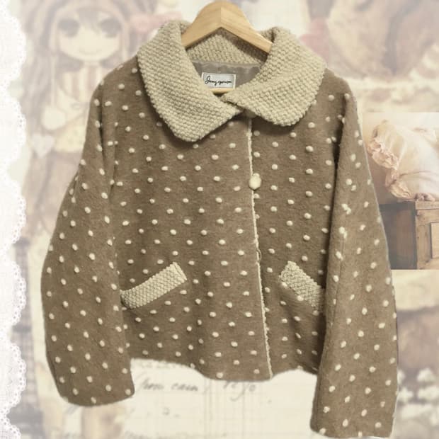 (소장품)빈티지 라떼갸루모리걸 브라운 도트 자켓