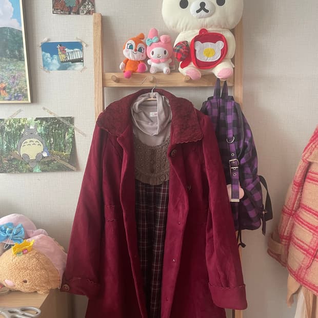 모리걸 빈티지 엑시즈팜 레드 코트 원피스 set♥️