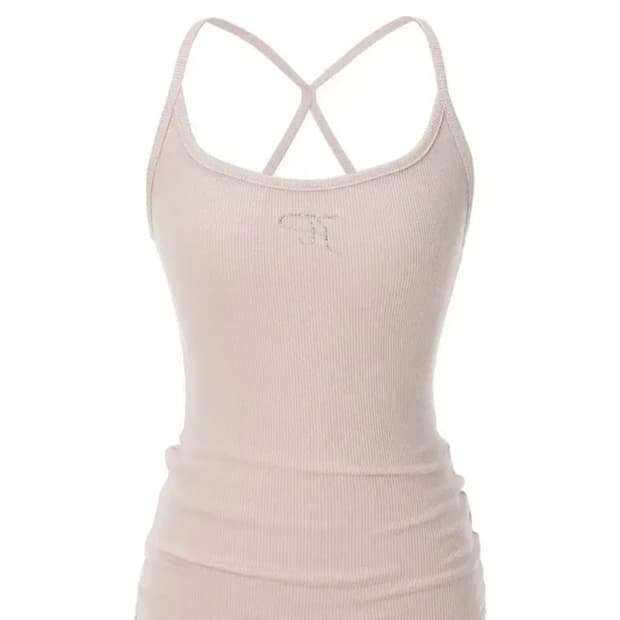 미개봉) 쓰리타임즈 쥬얼 크로스 백 탱크 탑 핑크 m