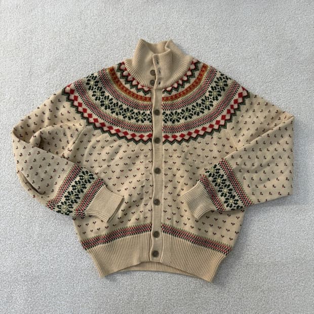 [실측확인] 빈티지 울 노르딕 패턴 가디건 0119T1