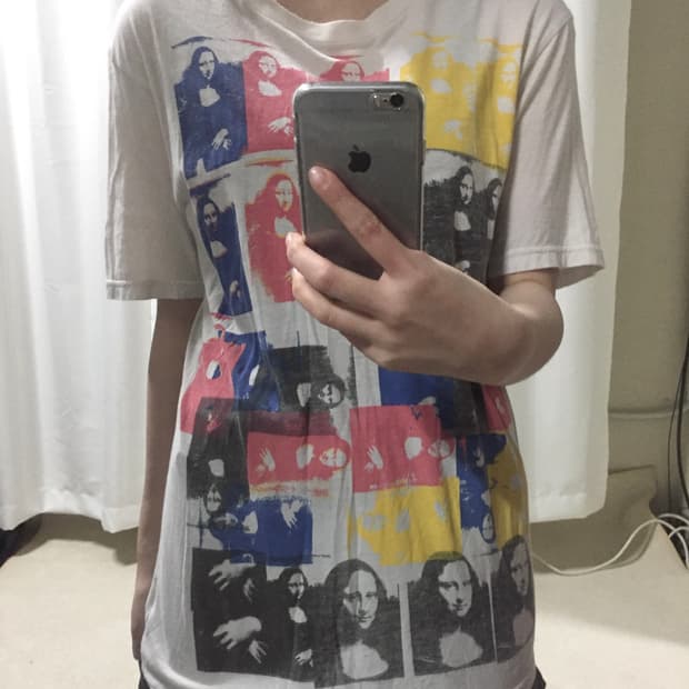 히스테릭글래머 모나리자 화이트 반팔 티셔츠