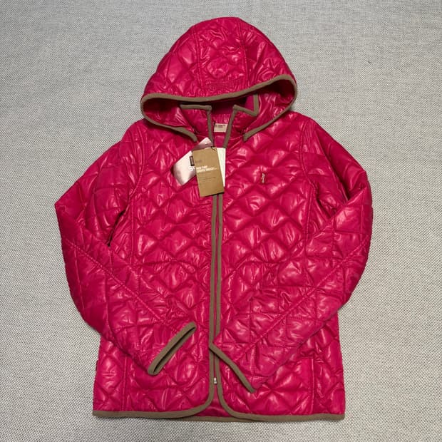 리바이스 핑크 퀼팅 후드 자켓