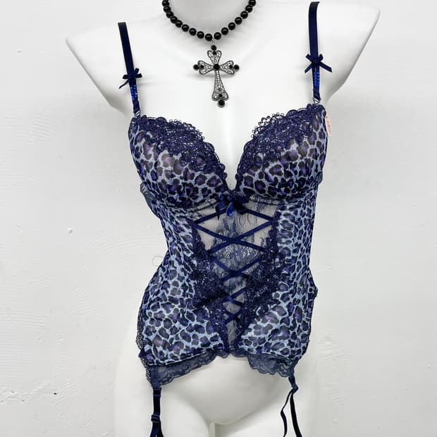 에블린 갸루 레오파드 가터 코르셋