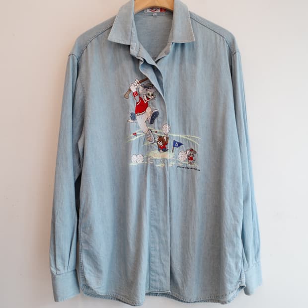 EMMANUEL SCHVILI 90s 자수 데님셔츠 (ITALY MADE