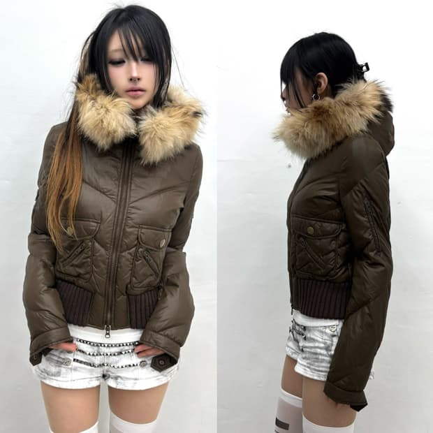 Black by Moussy fur trimmed ribbed parka