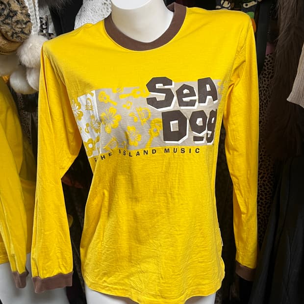 y2k 옐로우 브라운 프린팅 긴팔