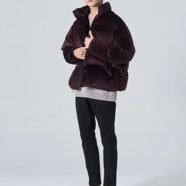 (95)에잇세컨즈 와인 벨벳 패딩 점퍼