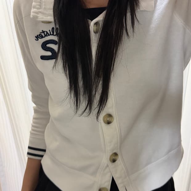 홀리스터 화이트 7부 집업 자켓 L