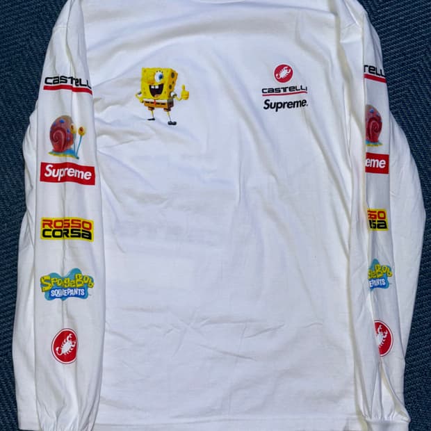 슈프림 x 스폰지밥 카스텔리 레이싱 화이트 롱슬리브 -25SS