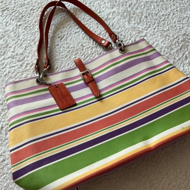 버버리 블루라벨 스트라이프 토트백