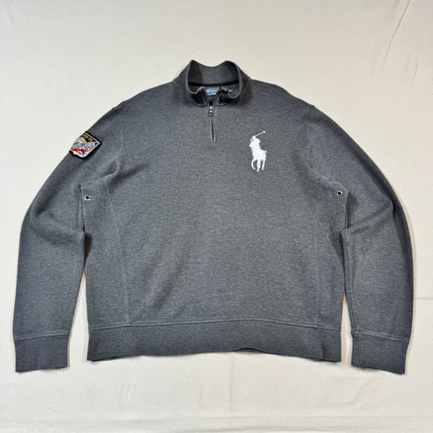 XL) 폴로 랄프로렌 빅포니 반집업 풀오버 코튼 니트