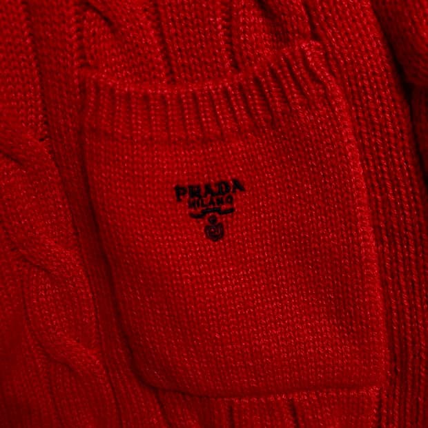 프라다 버건디 케이블 캐시미어 니트 반바지 48 백화점판