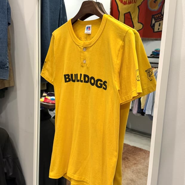80-90s Russell 러셀 BULLDOG 헨리넥 티셔츠 (USA)