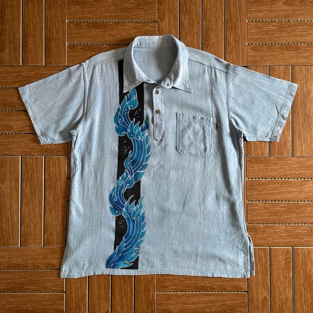 Vintage linen blend pull-over 1/2 shirts