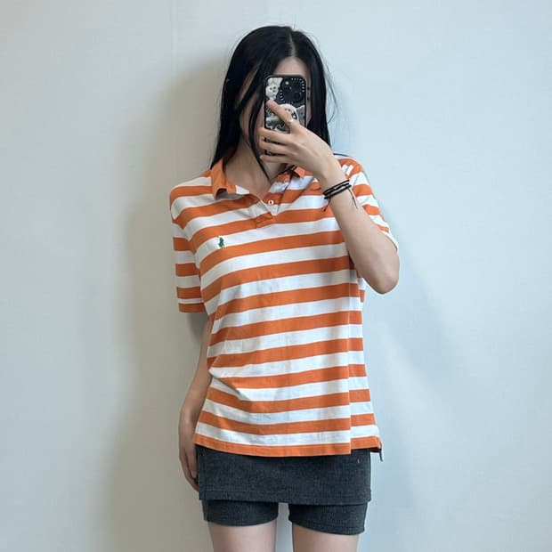 폴로 랄프로렌 자수로고 단가라 피케 반팔 카라 티셔츠