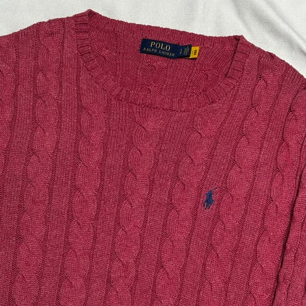 L 폴로랄프로렌 핑크 케이블 니트