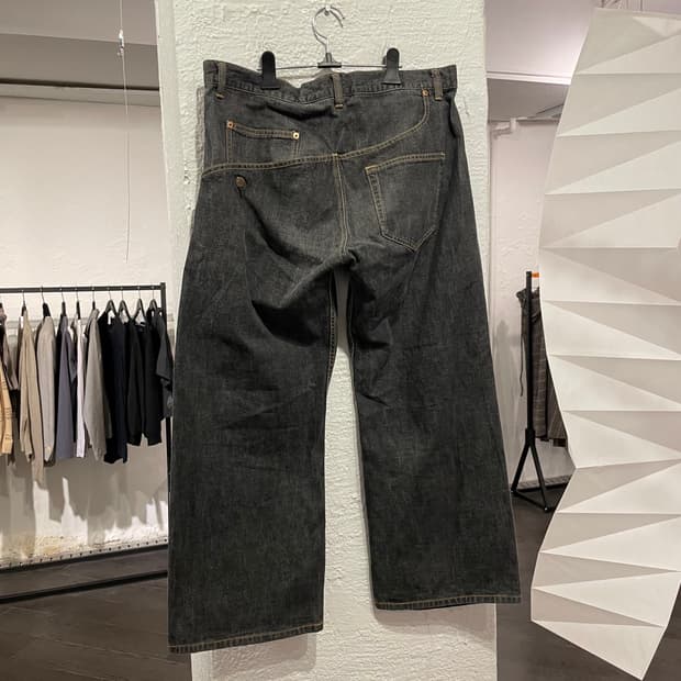 요지야마모토 비대칭 오버사이즈 데님팬츠