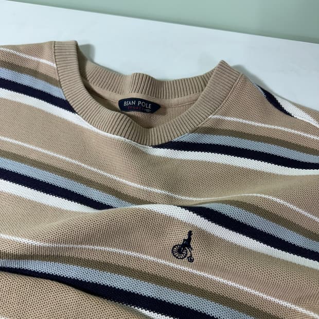 L 빈폴 단가라 루즈핏 PK코튼 맨투맨