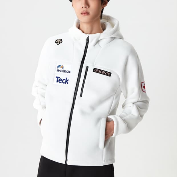 데상트 캐나다 스키크로스 후드형 본딩 플리스 100