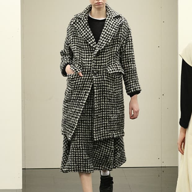 Check Boucle Fulling Wool Coat
